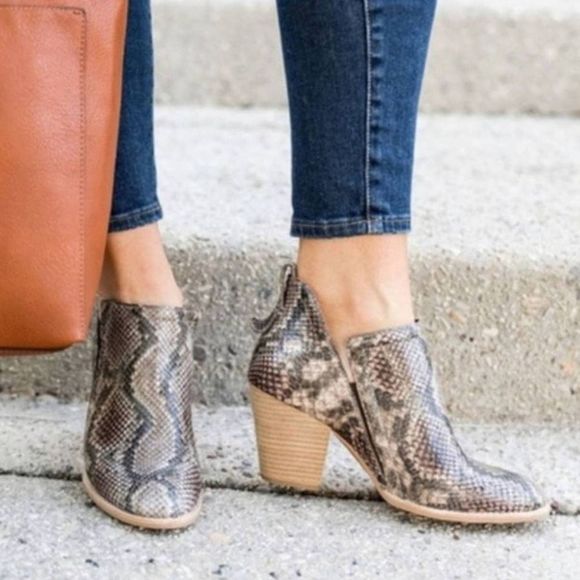 Jeffrey Campbell Shark Taupe Snake Booties  - Picture 1 of 12